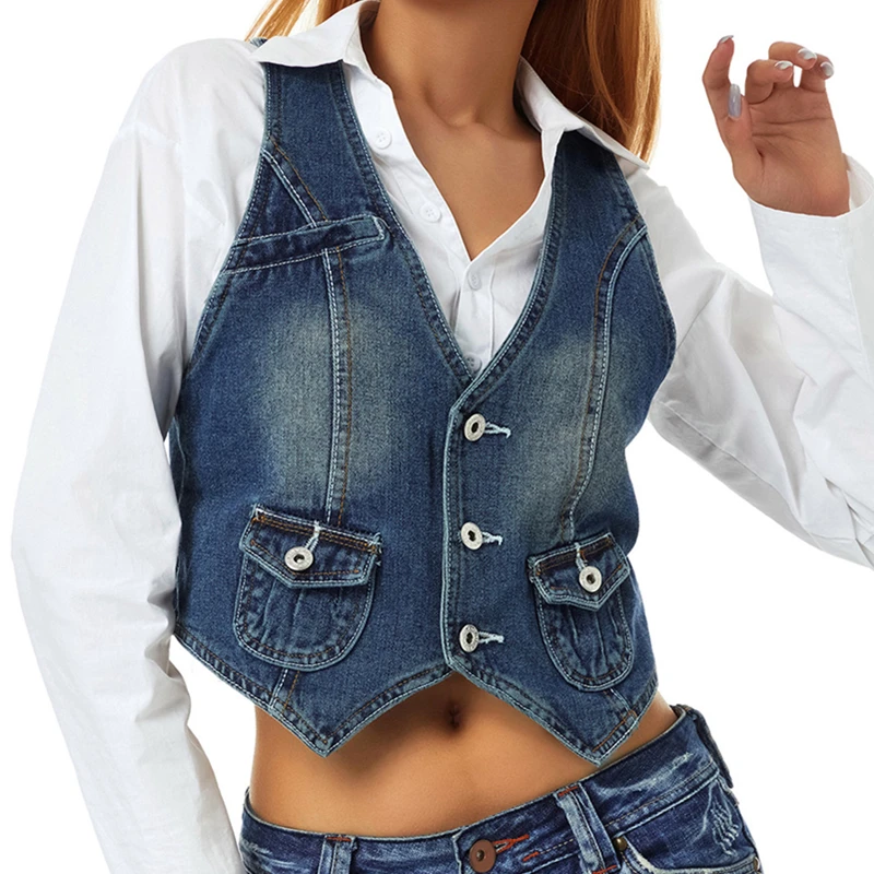 y2k PU Leather Vest Vintage Aesthetic Women V Neck Sleeveless Button Tank Tops 2000s Dark Academia Tshirt Waistcoat