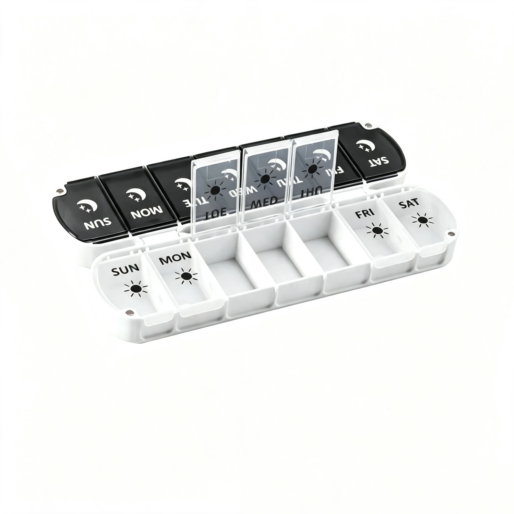 Compact Magnetic Weekly Pill Organizer - Portable and Lightweight Vitamin Storage Box