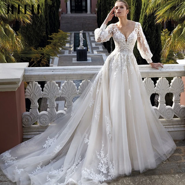 Fanciest Vestidos de novia de encaje para mujer 2023 vestidos de baile  blancos