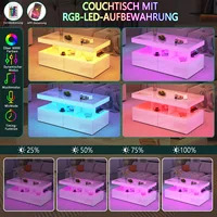 Table basse brillante avec éclairage LED RVB, table basse moderne avec 2 tiroirs, table d'appoint avec espace de rangement, 104 x 46 x 53 cm 3