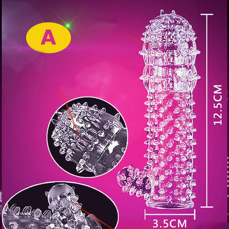 Penis Sleeve Reusable Condoms Sex Toys Men Delay Ejaculation G Spot Stimulation Safer Contraception Cock Ring Extender