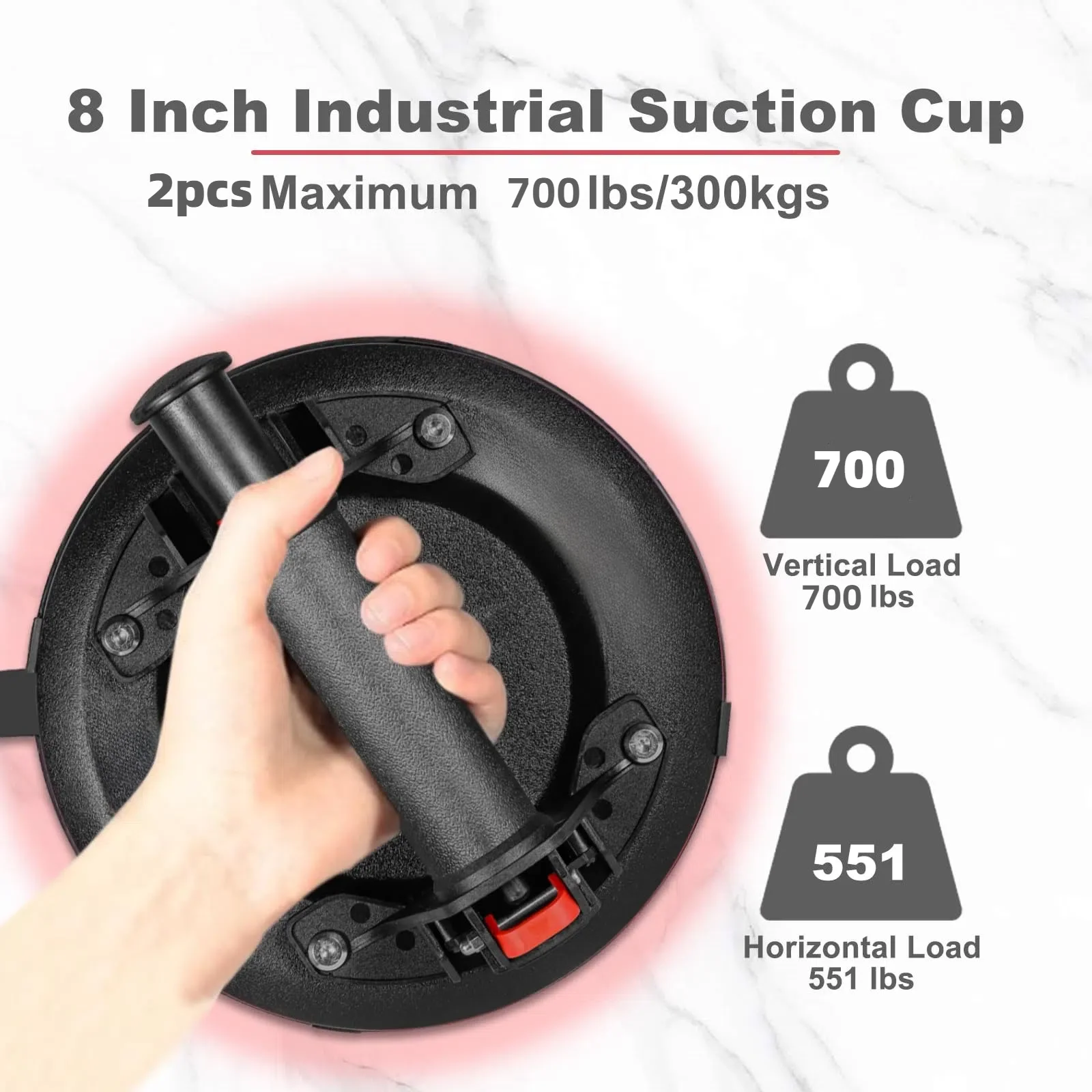 8 inch Vacuum Glass Suction Cup Lifting Capacity Heavy Duty Industrial Suction Cup Tools with Carrying Case for Tiles Windows