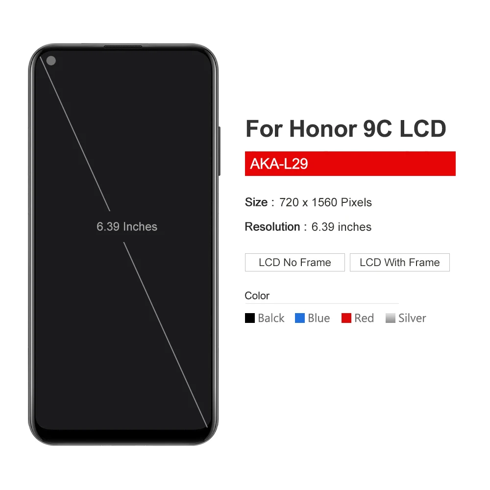 Honor 9C 터치 스크린 디지타이저 교체용 LCD 디스플레이, Honor 9C 9 C AKA-L29 Play 3 LCD, 6.39 인치