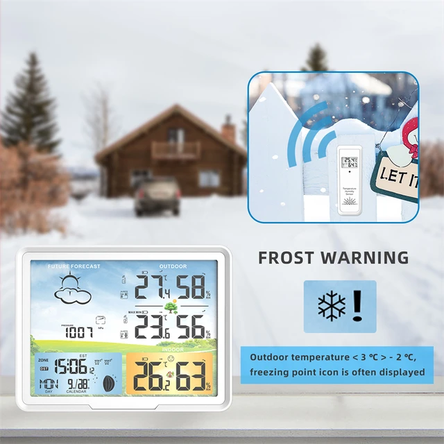 Multifunction Weather Station 2 Sensor Wireless Digital Thermometer Hygrometer Forecast Calendars Moon Phase Snooze Alarm Clock - Image 2