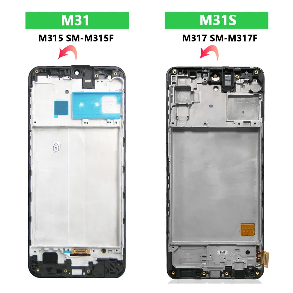 AMOLED LCD 디스플레이 교체품, SM-M317F 디지타이저 터치 스크린 프레임, 삼성 M31 M315F / M31S M317
