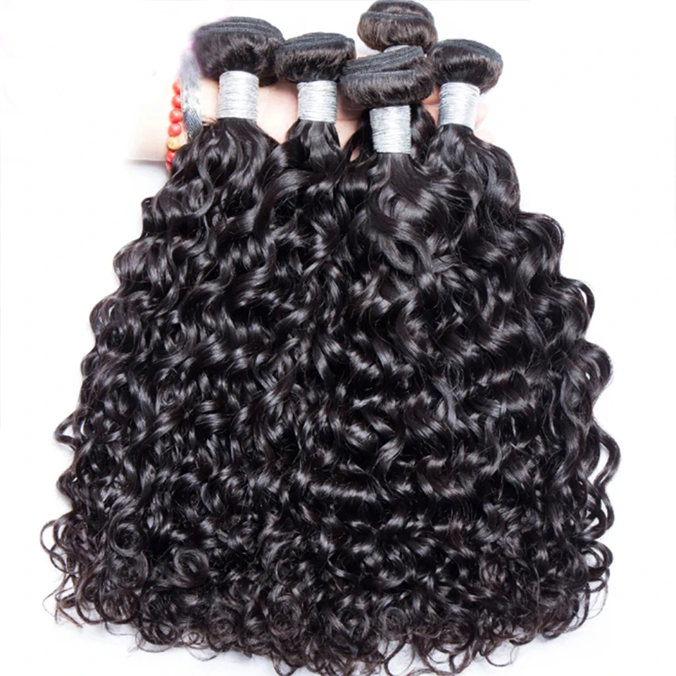 

100% Unprocessed Malaysian Remy Human Hair Weave Extensions Wet and Wavy Hair Bundles cheveux humain 10A Water Wave Bundle Deals