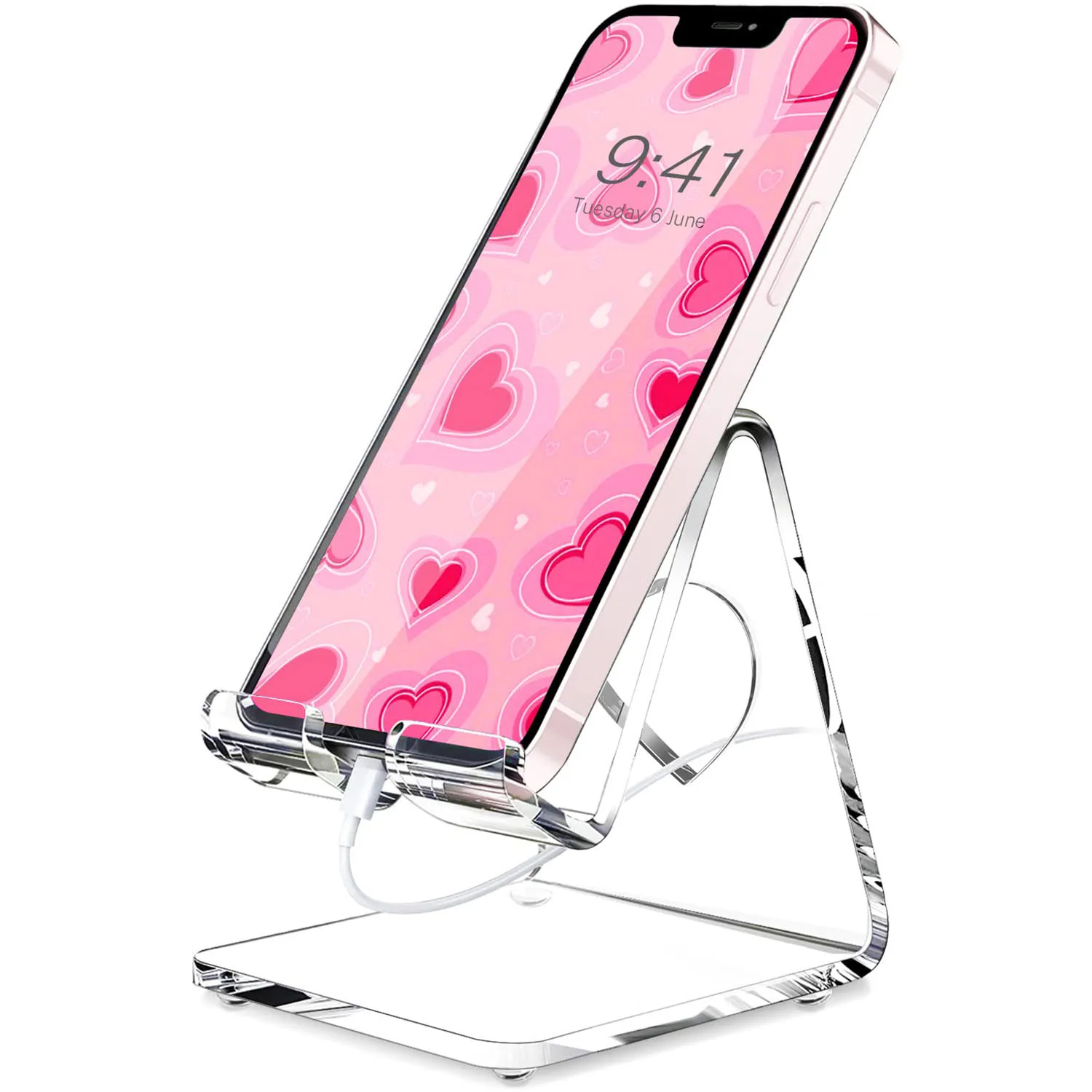 

Clear Acrylic Cell Phone Stand for Desk, Portable Phone Holder, Compatible with 4-10 "Phone Switch, Smartphone Pad Desk