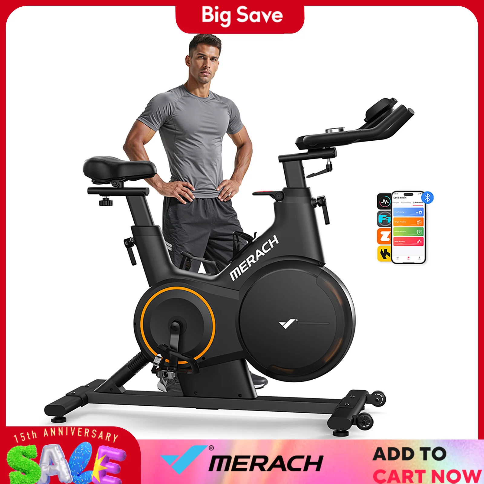 MERACH Exercise Bike Smart Magnetic Stationary Bike Indoor Cycling