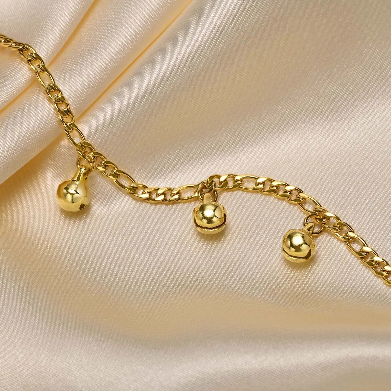 Charms Bell Beaded Anklets for Little Girls Boy Gift Adjustable Foot Chain Stainless Steel Jewelry