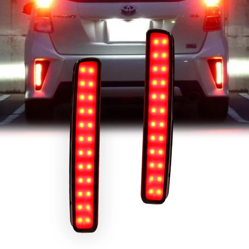 2pcs Rear Bumper Reflector Red LED Brake Stop Light Lamp For Toyota ...