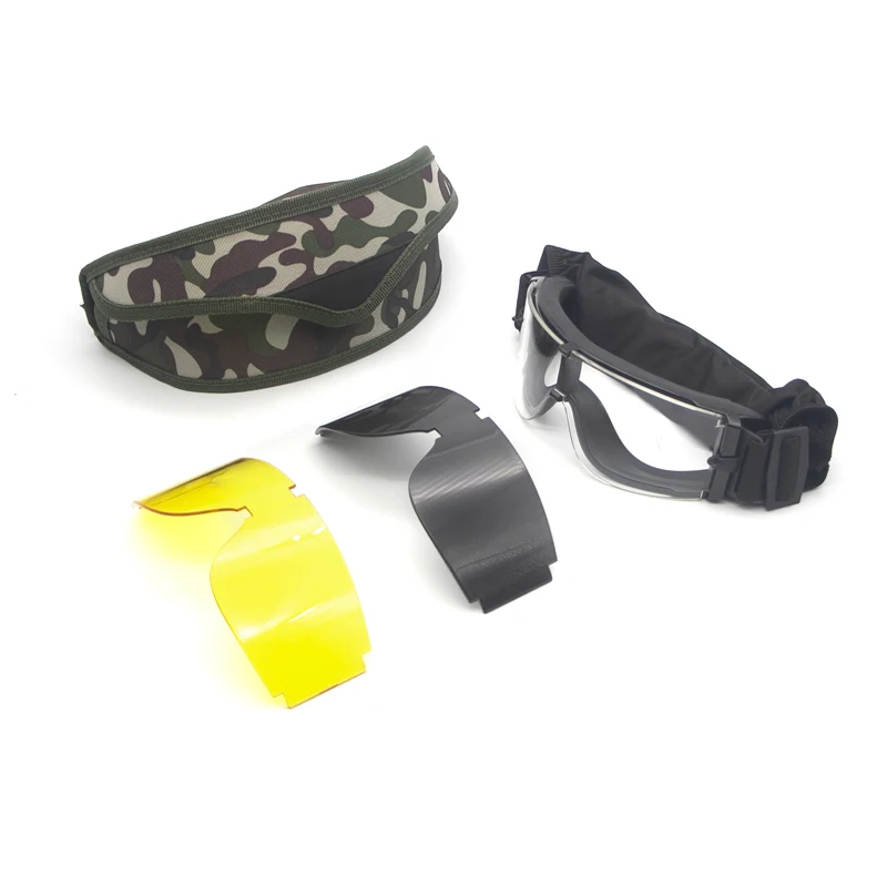 New Tactical Goggles Windproof Dustproof Outdoor Climbing Sports Glasses Military Combat Goggles 3 Lenses CS Game War Eyewear