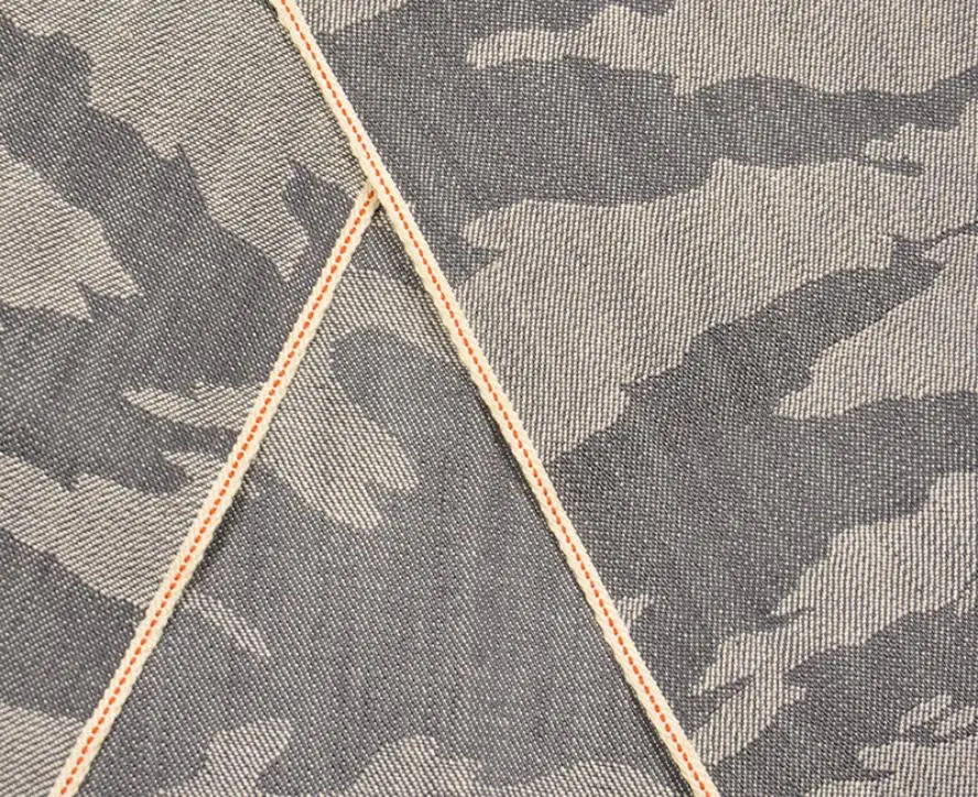 10 Oz Grey Selvedge Premium Jeans Cloth Material Camouflage Selvage Denim Jacket Fabric Manufacturers WingFly W182612DY