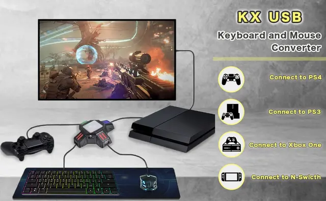 LAN - KX Clavier Souris Convertisseur USB Souris Clavier Adaptateur pour  PS4 pour Switch pour PS3 pour Xbox One Noir - Cdiscount
