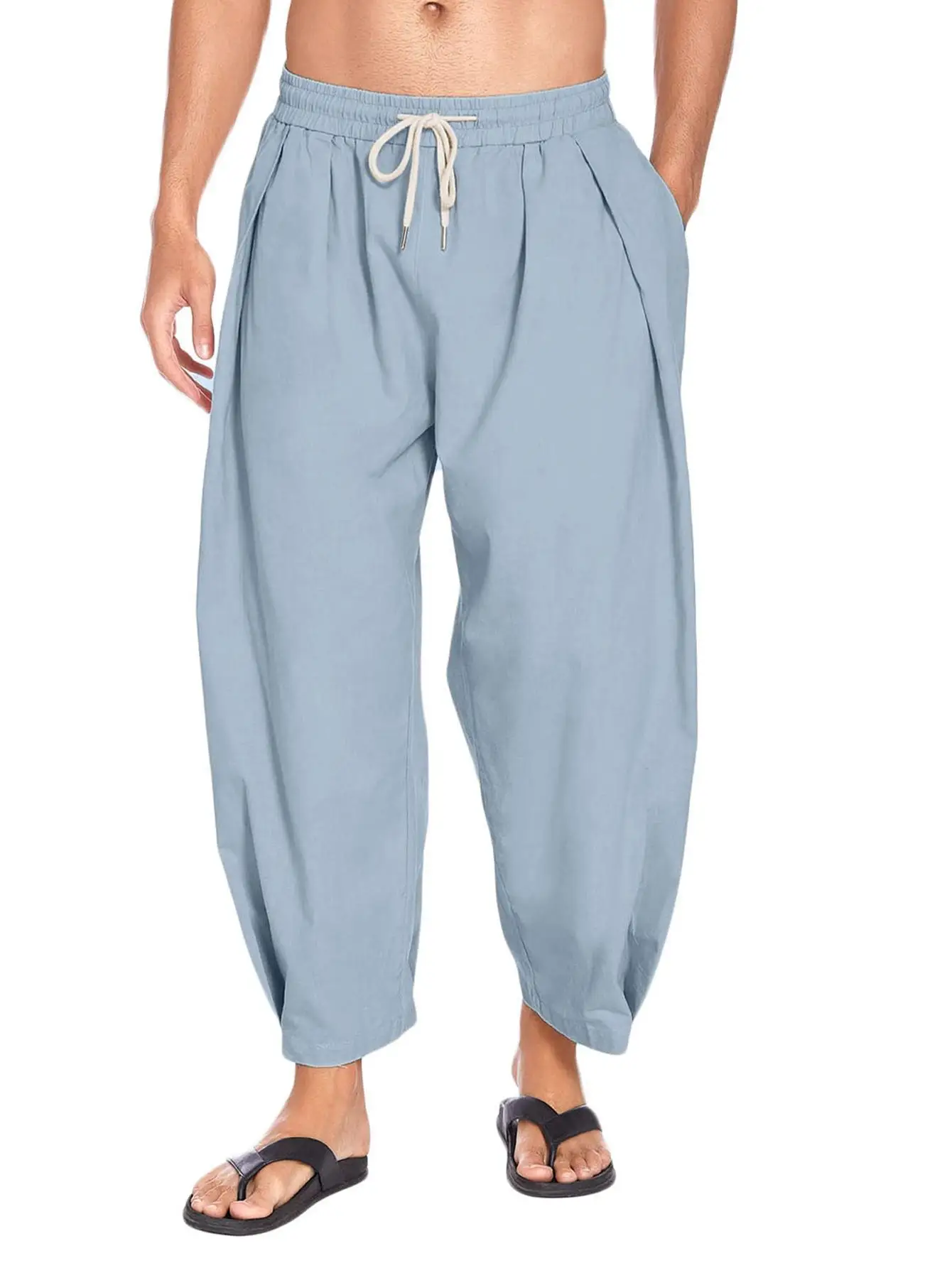 Men's Lightweight Cotton Linen Harem Pants