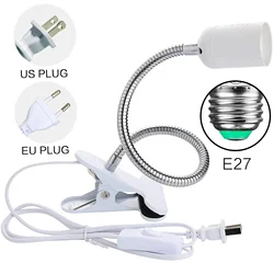 360 Degree Flexible Gooseneck Clip-On Desk Lamp Holder with Power Switch - US Plug (Black)