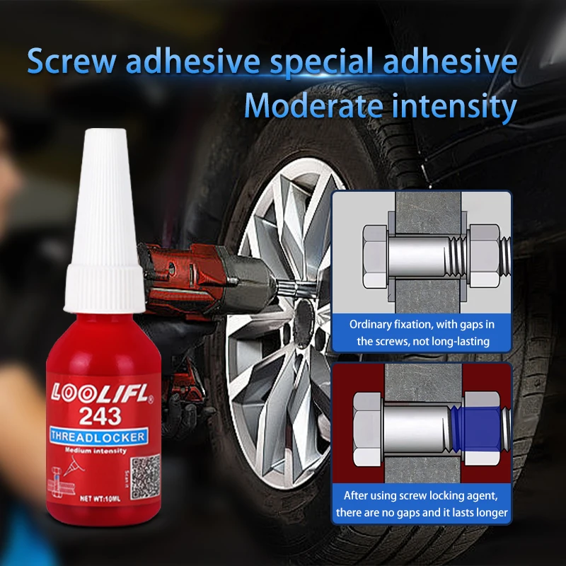 10ml of 243 thread glue. Anaerobic adhesive, anti-lock and anti-slip sealant, thread locking agent. 2