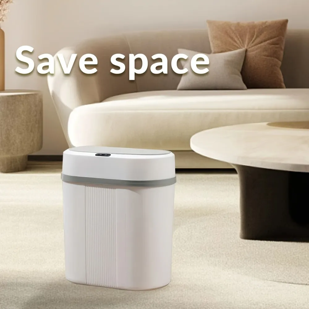 12L Smart Induction Trash Can White Smart Sensing Household Waterproof Intelligent Trash Bin for Bedroom Bathroom Kitchen: 3 - 5 Days Free Delivery Only UK Office