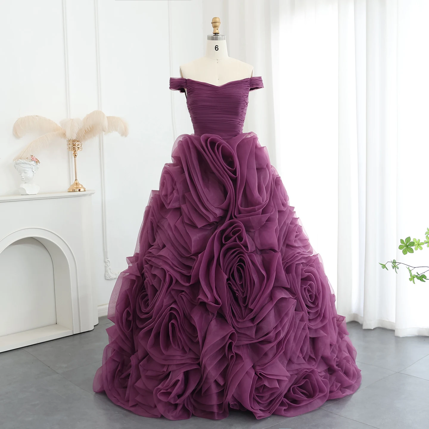 Sharon Said Luxury 3D Rose Flower Purple Evening Dresses for Wedding Party  Strapless Midi Pink Gala Formal Gown SS343 Customized - AliExpress 320