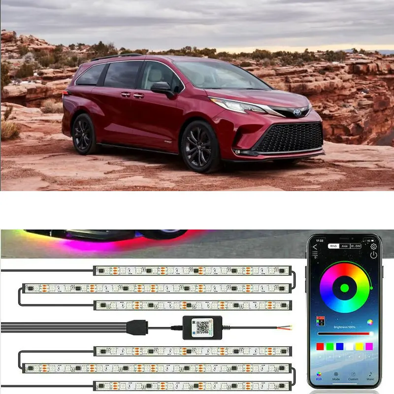 

APP RGB Voice Control Chassis Lights For Toyota Sienna Hilux Highlander Sequoia TRD ProAce City