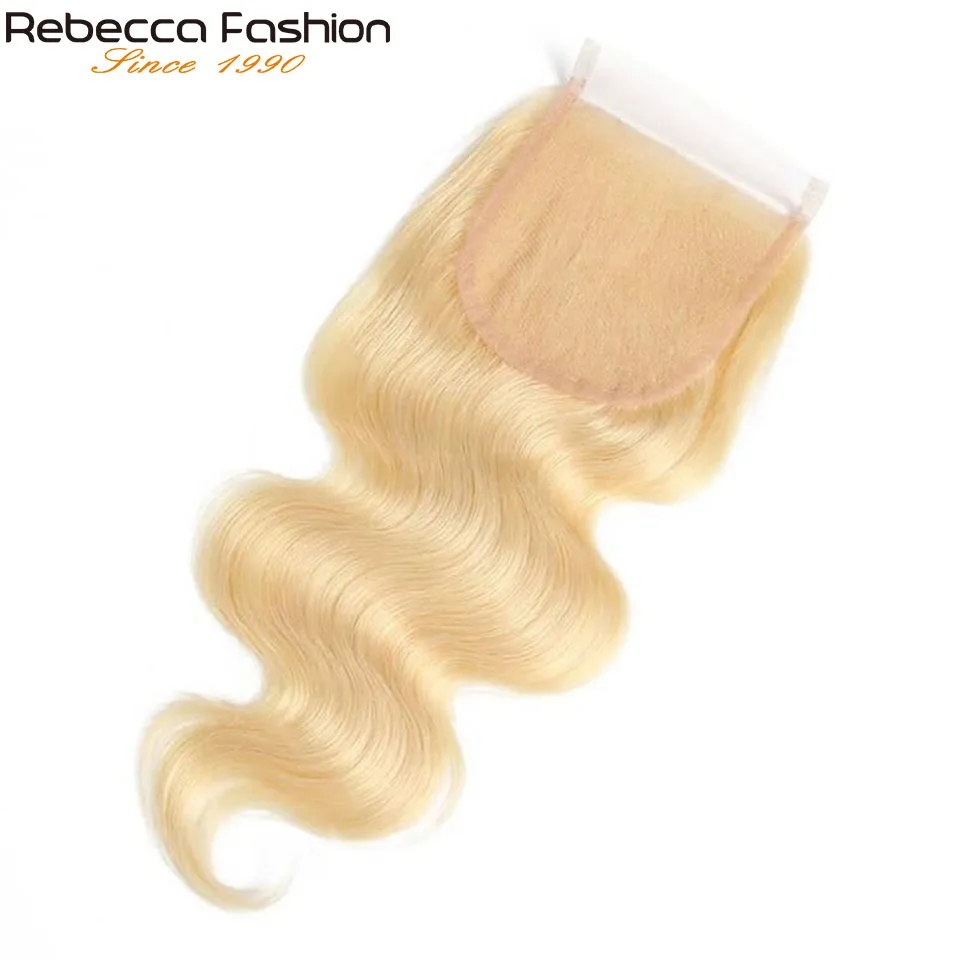 613 Blonde Body Wave Human Hair Lace Closure human hair closure human hair lace product 4X4 Middle / Three Part Brazilian Body Wave Closure Pre Plucked Transparent Lace