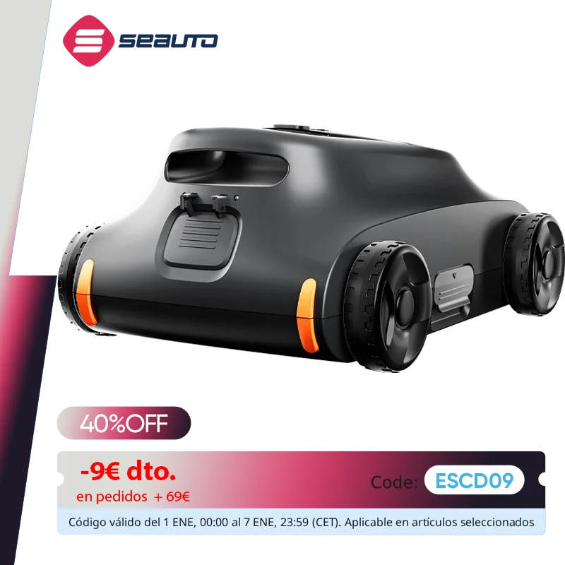 Aspirateur robotique de piscine Grennix SAT 10 180 minutes fonctionnant jusqu'à 2000 pieds carrés, double moteur sans balais 180 W, pour piscines hors/à sol