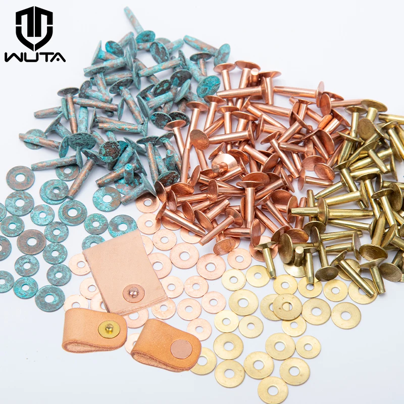 100 Sets Copper Rivets and Burrs Washers Leather Copper Rivet