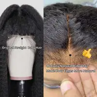 Perruque de cheveux humains 4C bouclés et raides, avec dentelle frontale HD transparente 360, prête à porter et sans colle 3