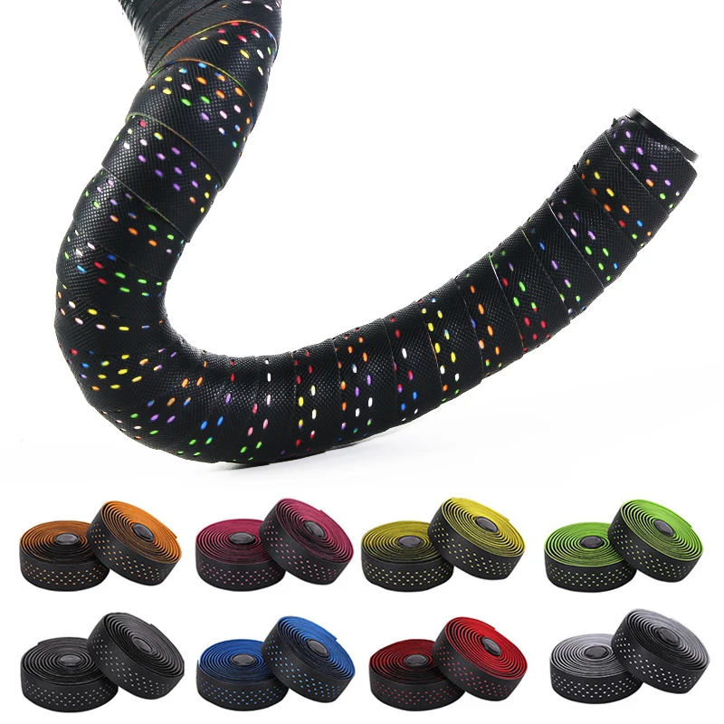 Bike Handlebar Tape Road Bike Bar Tape Breathable Bicycle Bar Tape EVA/PU Anti-Skid Shock Absorber Bike Wrap 1 Pair Plugs