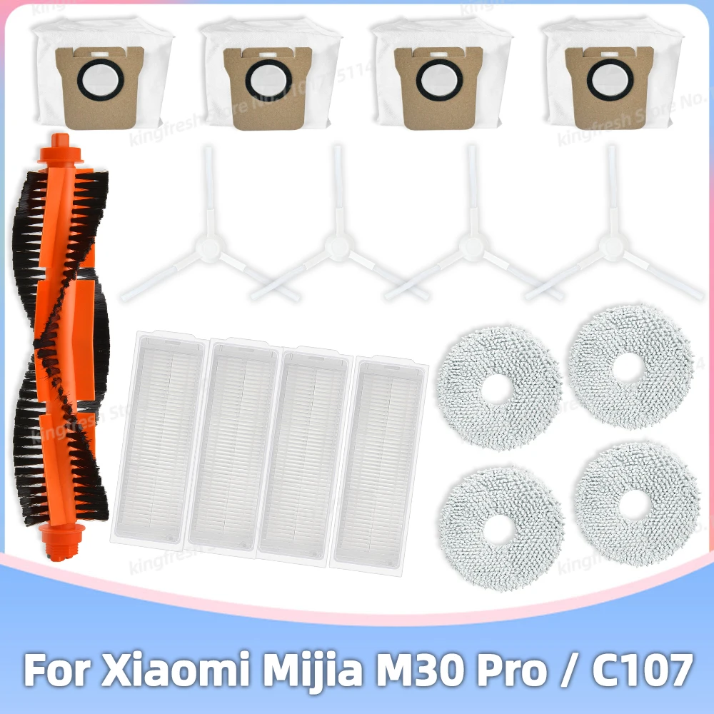 Compatível com Xiaomi Mijia M30 Proc107 Peças de Reposição para Robô Aspirador de pó Escova Principal Filtro Hepa Pano de Esfregar Bolsa de pó Acessórios