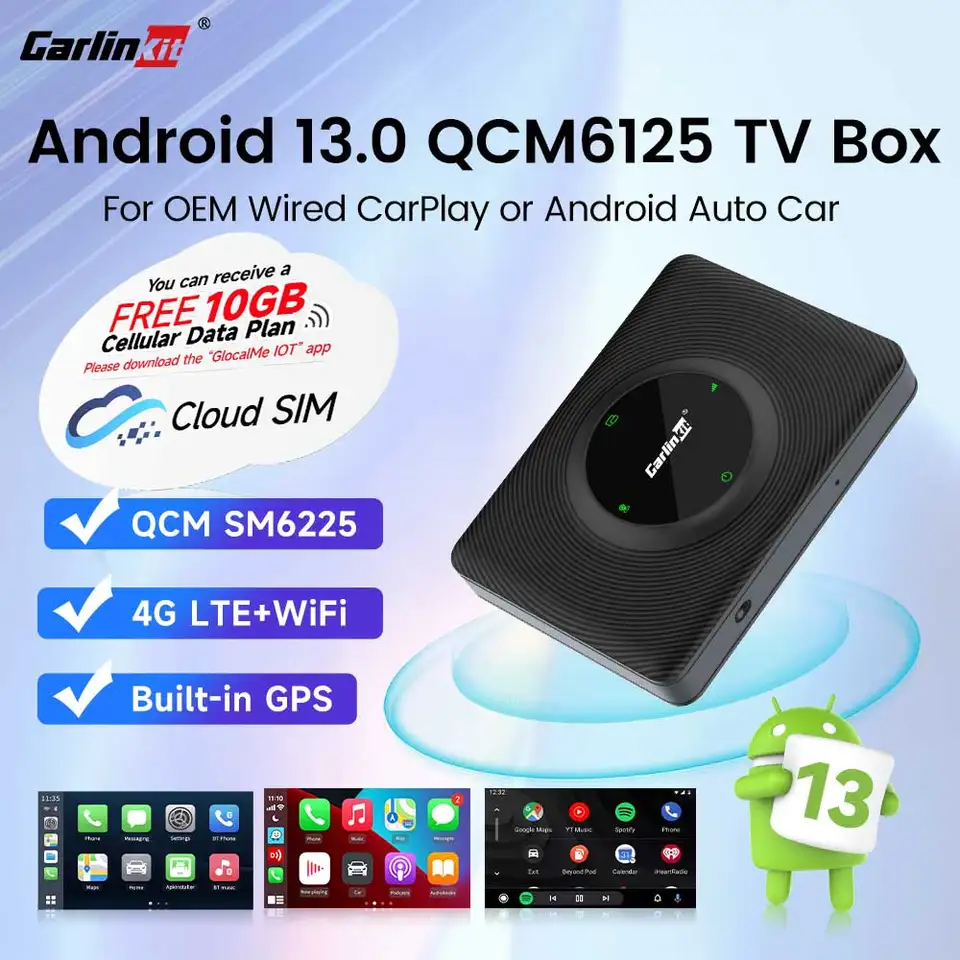 CarlinKit CarPlay Ai Box Android 13 QCM6125 8 cores Android TV Box