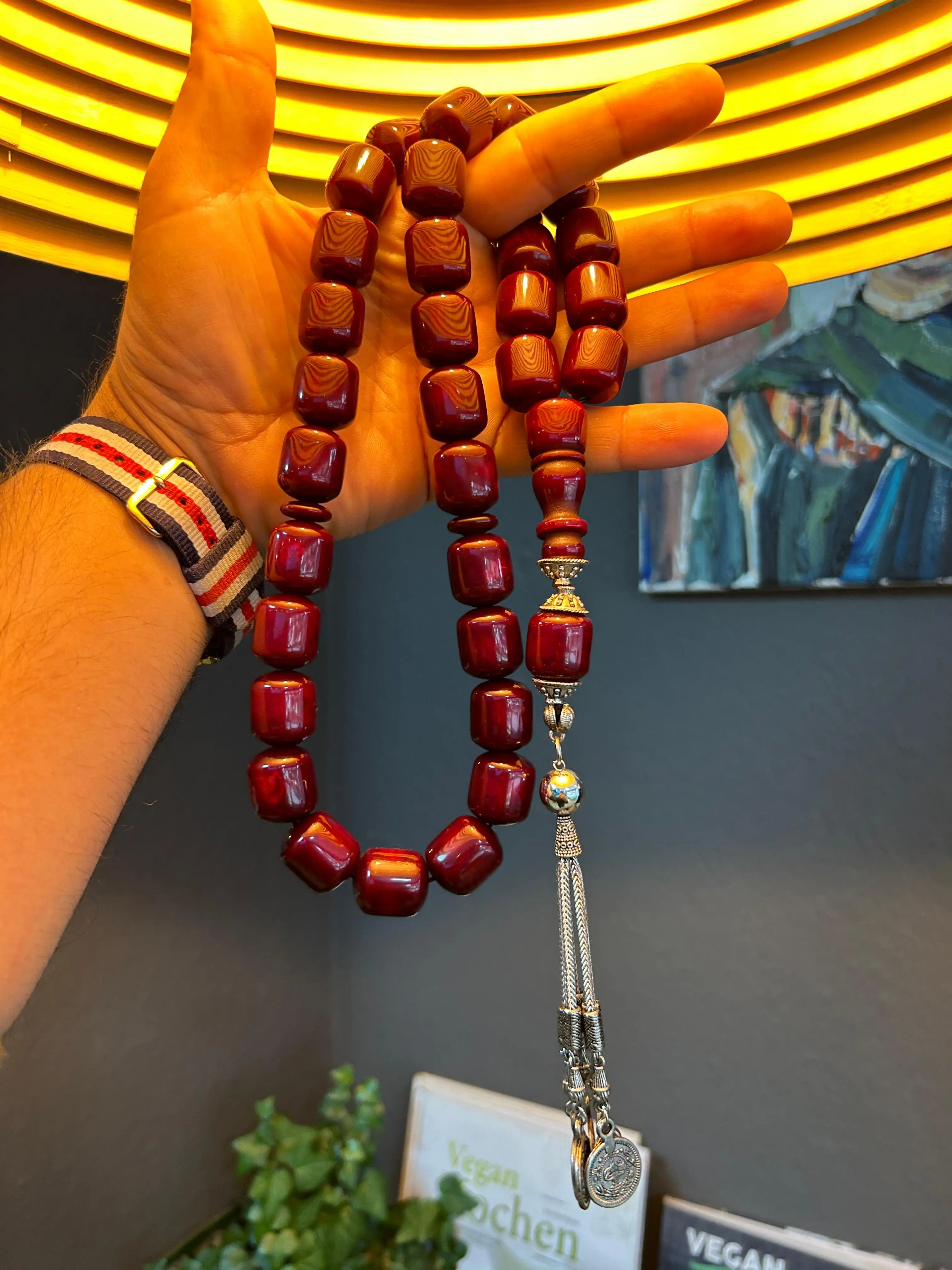 

Черри бакелит оттоманка редкий ффуран немецкий Янтарный сандаловый Misbaha Prayerbeads Розарий вкусовые часы слэш субха T34