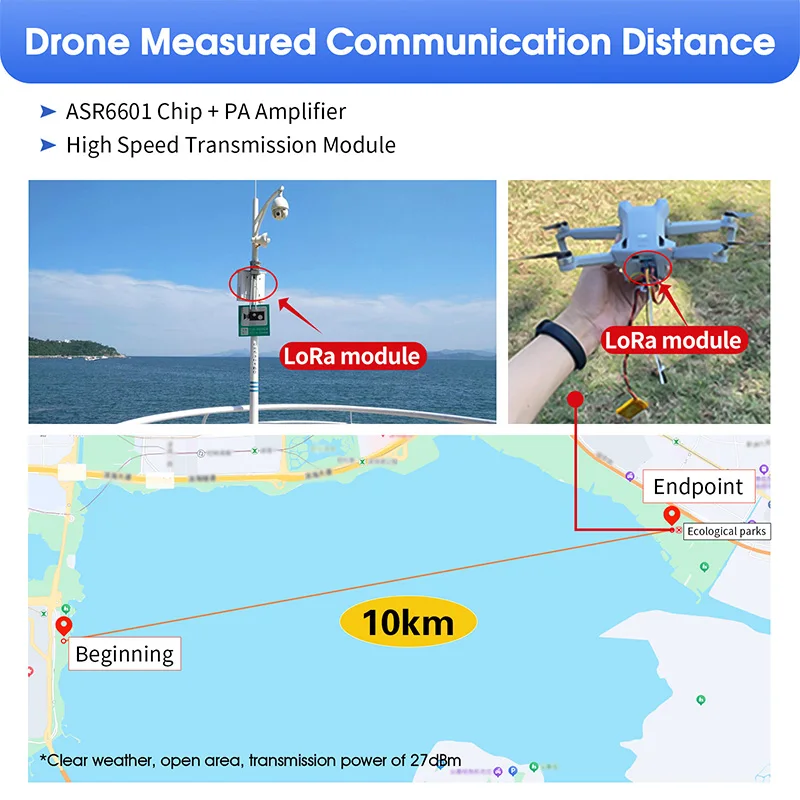 LoRa ASR6601 SOC-138dBM Data Collection 27dBm 915/868/433Mhz Low Power 10KM Long Range UART PCBA LoRaWAN IoT Wireless Module