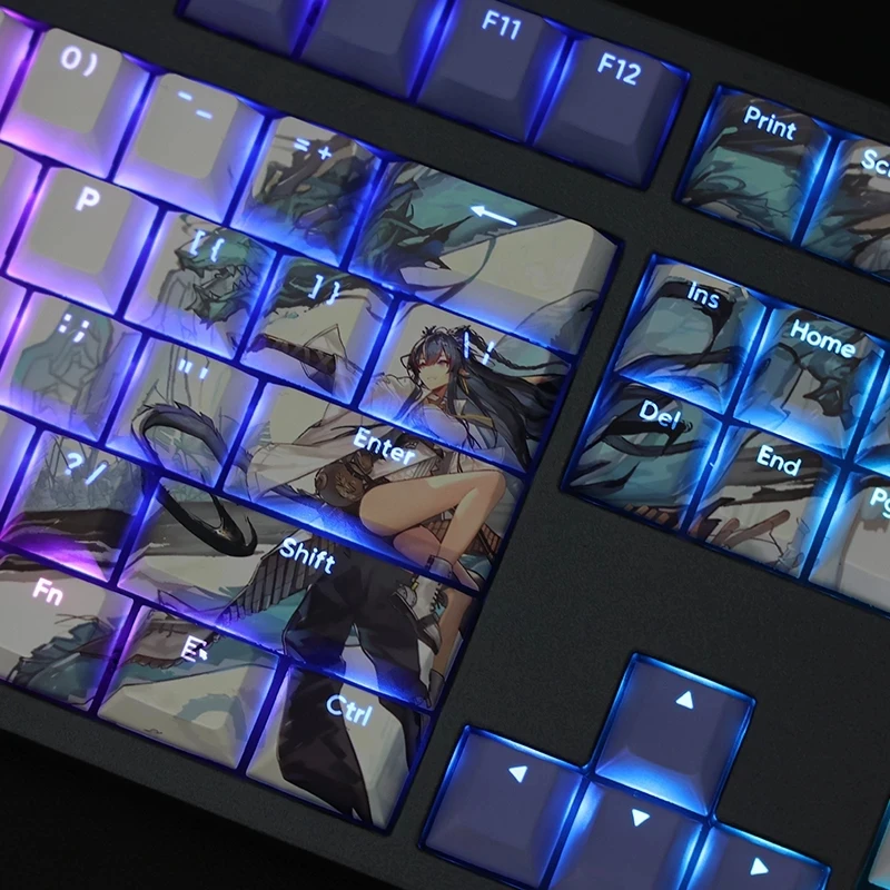 

Колпачки для ключей с аниме, 108 клавиш/набор, колпачки для игровых ключей с подставкой из мультфильма «вишня», колпачки для клавиш с подсветкой для arknight Ling