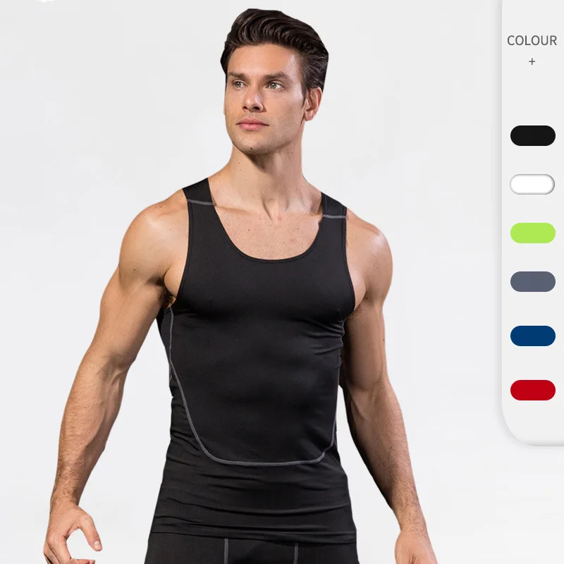 

Tight Fit PRO Men's Sports Fitness Basketball Running Vest Stretch Sweat Wicking Quick Dry Vest Clothes