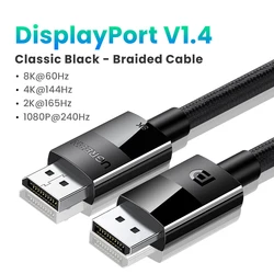 Premium UGREEN High-Resolution DisplayPort Cable for Seamless Video and Audio Experience (DP1.4 Black - 8K)