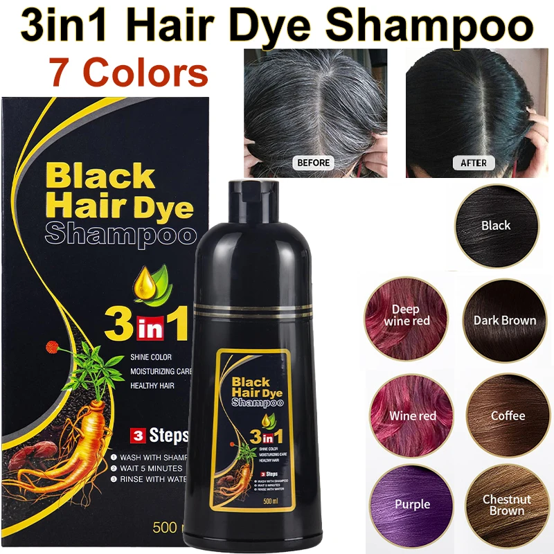500ml Hair Dye Shampoo For Men Women