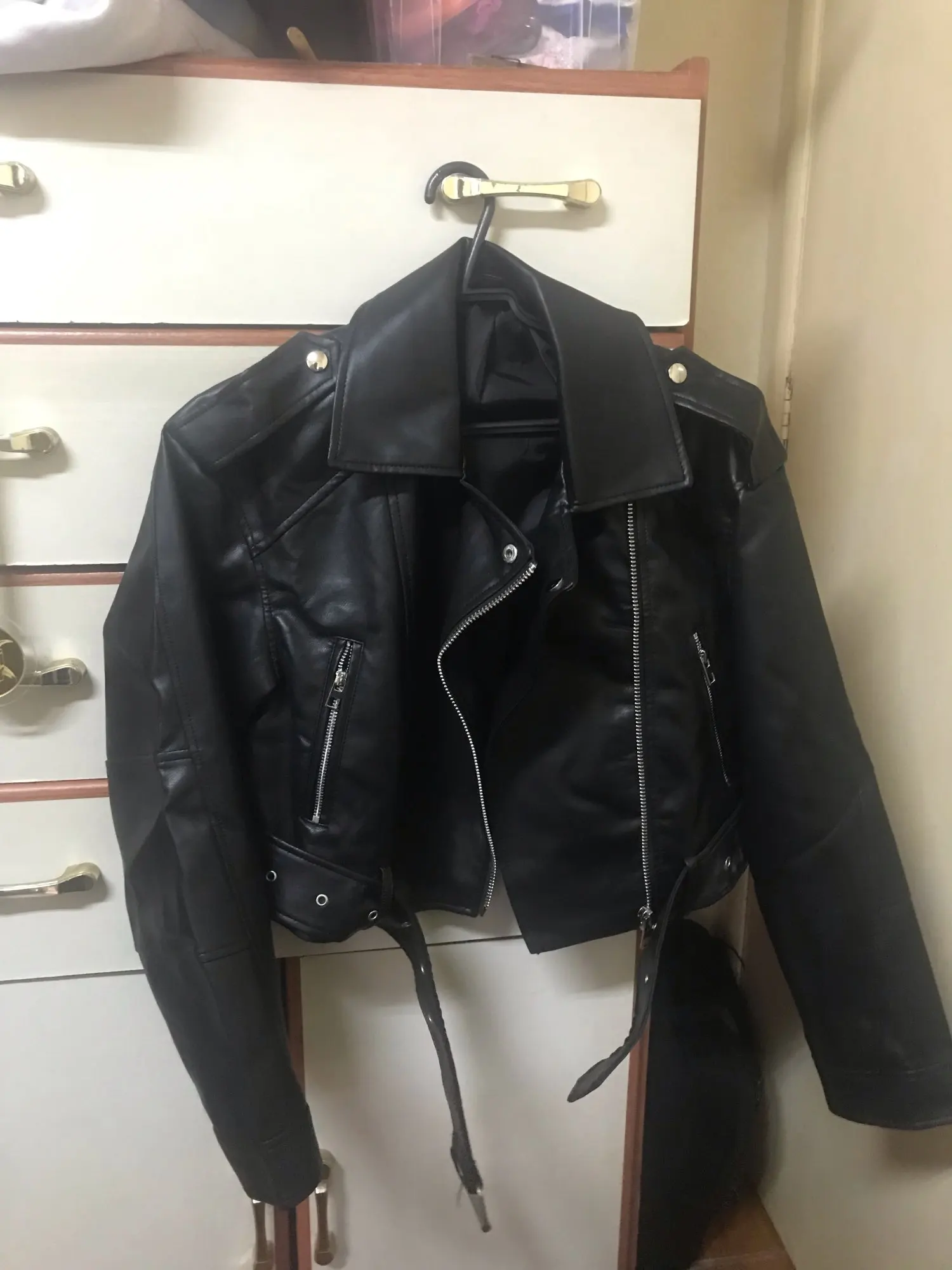 Ailegogo Faux Leather Short Jacket photo review