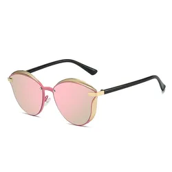 Women's Luxury Polarized Cat Eye Sunglasses - Mirror Lens UV Protection (Gold pink)