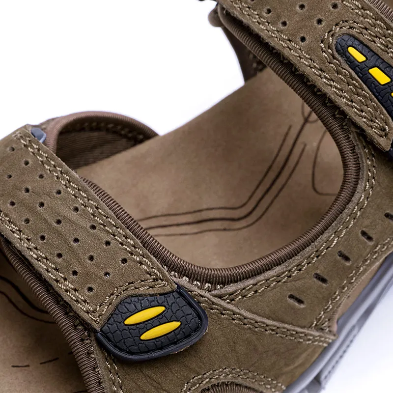GOLDEN CAMEL Men's Summer Sandals Leather Open Toe Hiking Sandal Walking Beach Shoes for Men Water Athletic Premium Waterproof 6