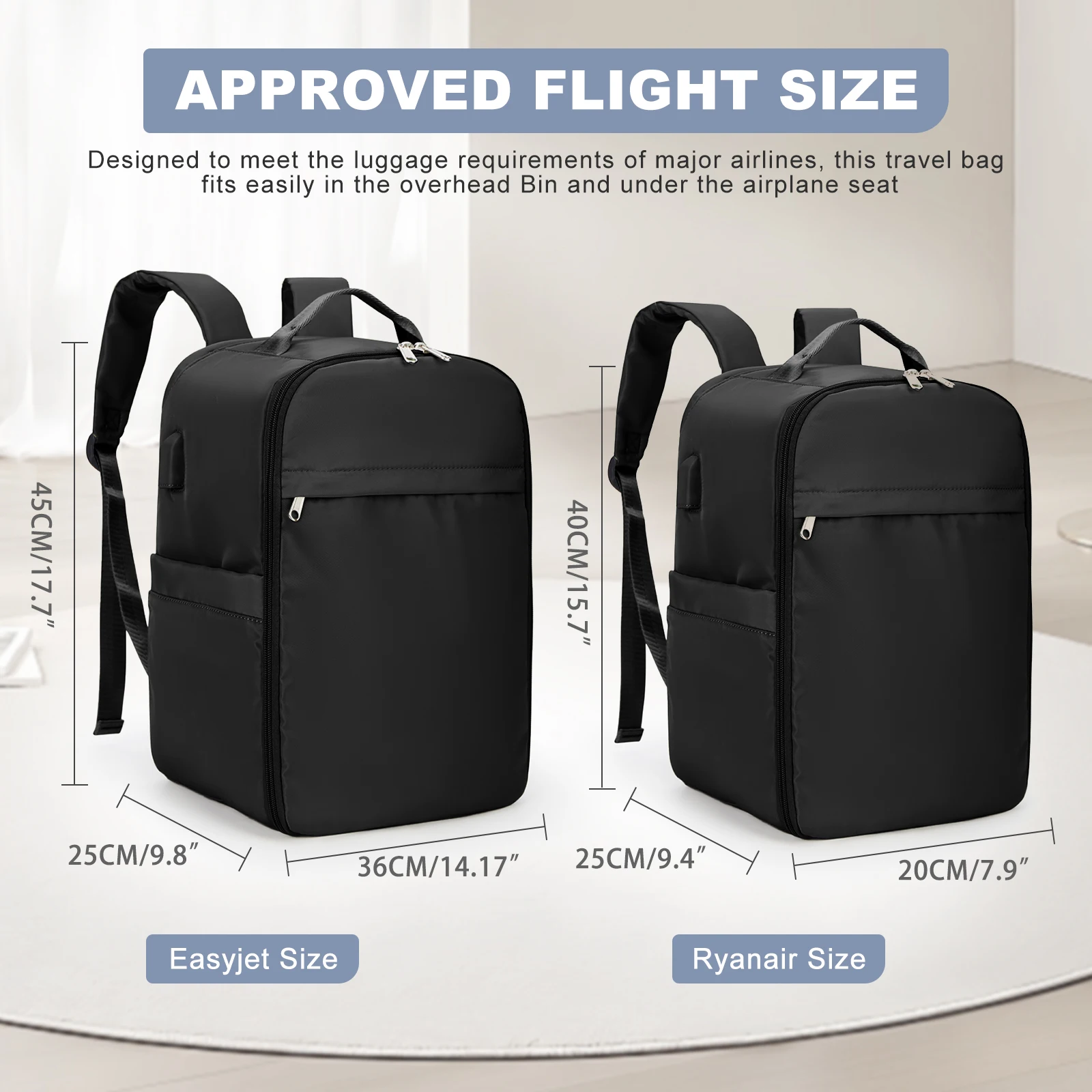 Ryanair-mochila de viaje Easyjet, bolsa de cabina, 45x36x20, aprobada, para  equipaje, impermeable