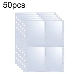 Clear A5 Binder Photo Card Holders with 4 - Pocket Top Loading Design - Pack of 25/50, 100/200 Single - Sided Pockets (50pcs)