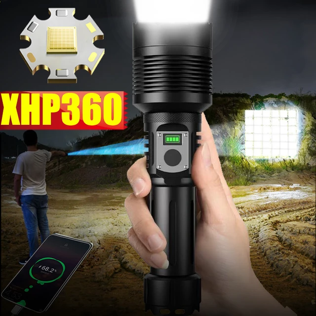 Nueva linterna LED de alta potencia 36 Core XHP 360 potente linterna  táctica 18650 Usb recargable linterna impermeable Zoom linterna - AliExpress