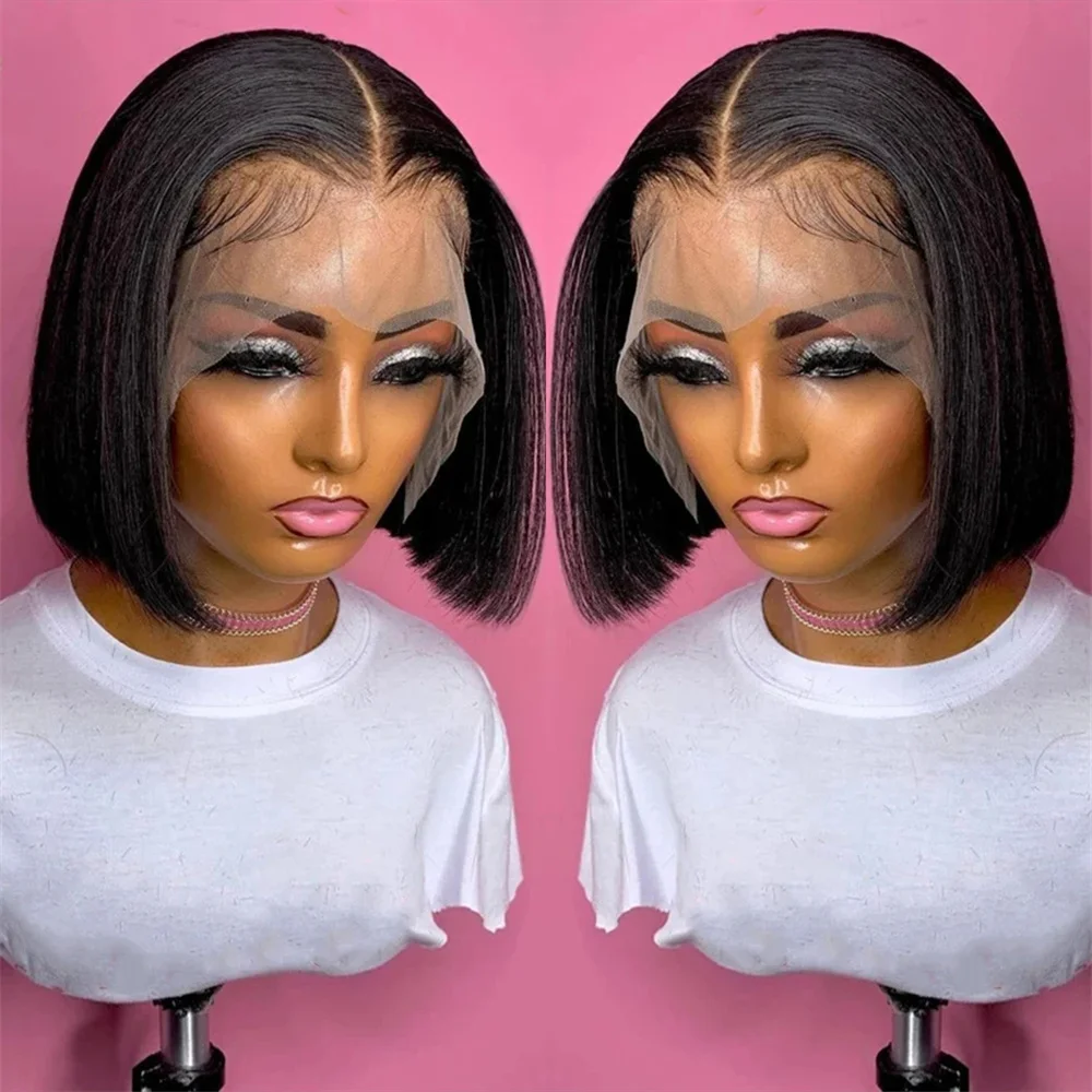 

Brazilian Transparent Lace Front Human Hair Wig 13x4 Straight Lace Front Wigs Human Hair Short Bob Wig HD Frontal Wigs On Sale