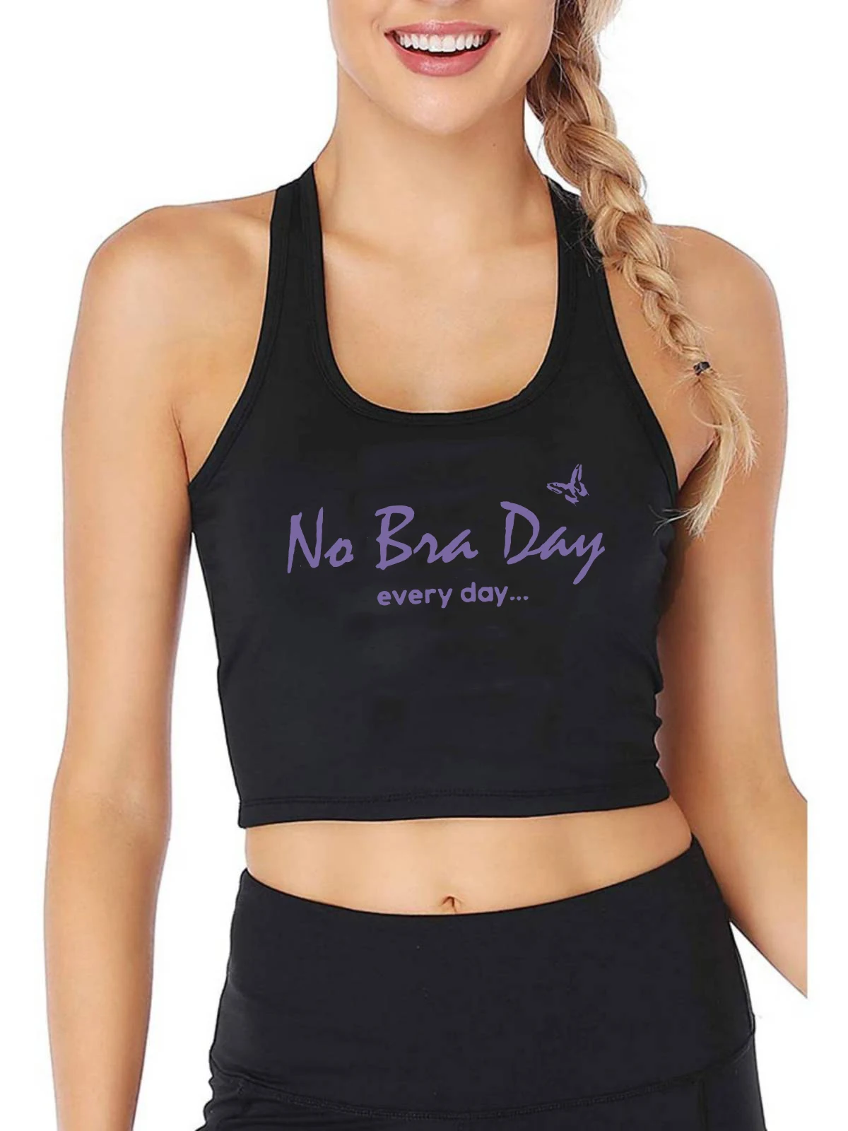 

Every Day Is No Bra Day Design Sexy Slim Fit Crop Top Hotwife Humorous Flirtation Style Tank Tops Feminist Fitness Camisole