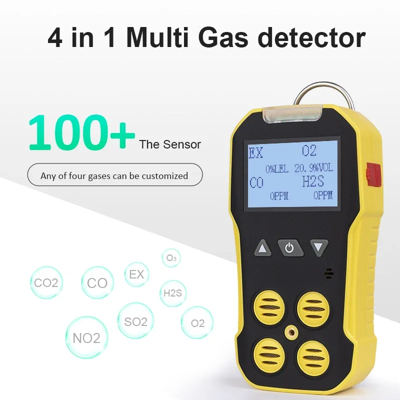 Bosean 4 in 1 Multi Gas Detector O2 H2S CO LEL Gas Meter Oxygen Hydrogen Sulfide Carbon Monoxide Combustible Leak Detector