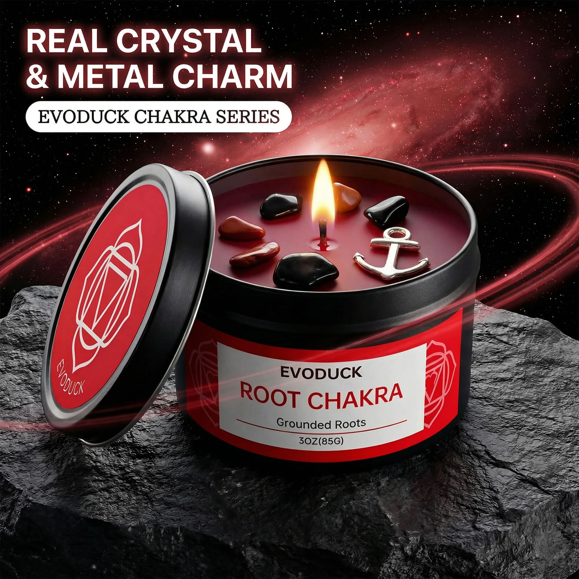 7 Chakra Scented Candle Set, 7 X 3oz Soy Wax Tin Candles with Real Crystals Metal Charms for Meditation Yoga Home Decor Gift Set