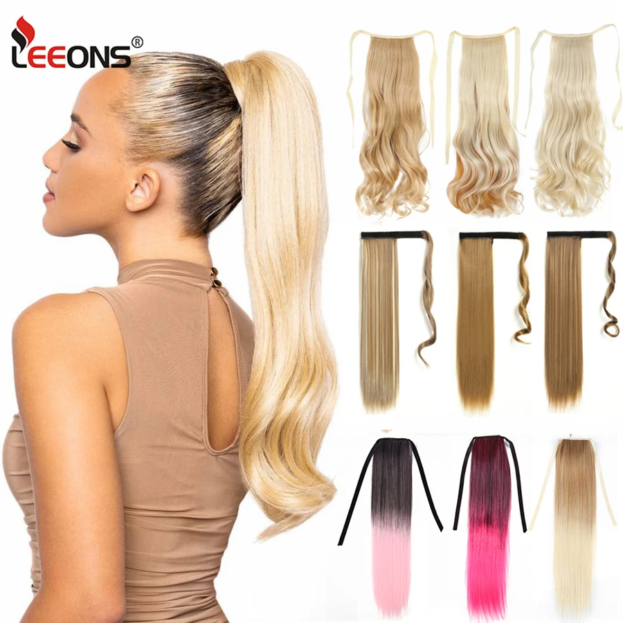 

20" Synthetic Ponytail Hairpiece Women Long Curly Ponytail Clip In PonyTail Hair Extensions Wrap Around On Girl Hair Extension