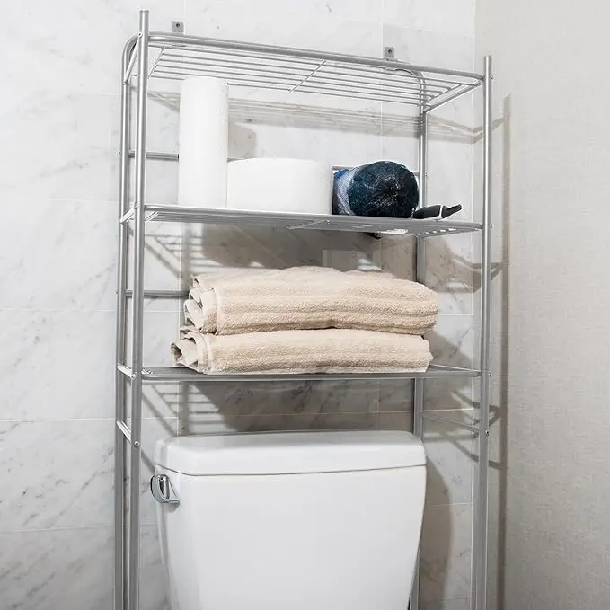 Over-the-toilet metal storage rack – 23.5”L x 70.5”H, silver 6