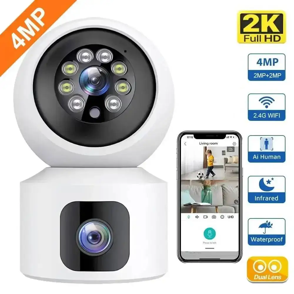 4MP 5G Wifi Camera IP Outdoor 8X Zoom Wireless Security Protection Monitor Smart Tracking Surveillance Cameras Two-way Audio