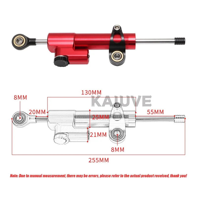 KAIUVE 255MM Universal Motorcycle Steering Damper Stabilizer for YAMAHA HONDA KAWASAKI SUZUKI DUCATI BMW and Electric Scooter